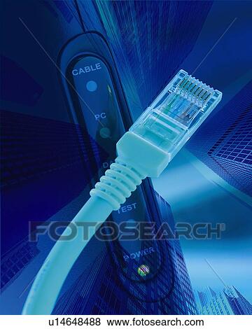 Cable and Modem Over the City Image, Composition, Toned Image, View Large Photo Image Stock Photo - Cable and Modem Over the City Image, Composition, Toned Image, . Fotosearch