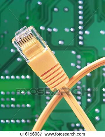 Stock Photo - Cable and Printed Board, High Angle View, Close Up, Differential Focus, In Focus, Out Focus,. Fotosearch