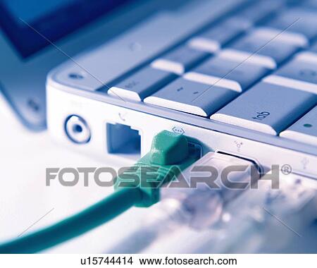 Picture - Cables Hooked in a Computer, Close Up, Differential Focus, In Focus, Out Focus. Fotosearch