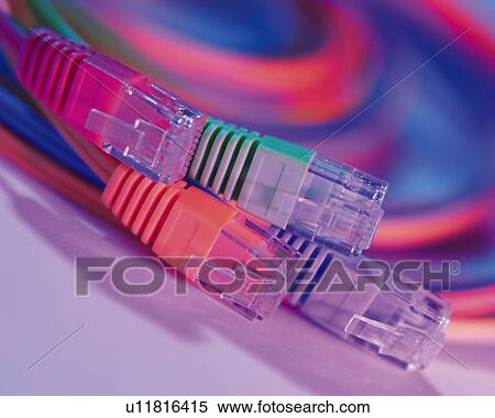 Stock Photography - Colorful Cables, Close Up, Differential Focus, In Focus, Out Focus, Toned Image. Fotosearch