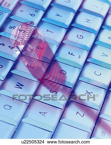 Picture - Composite Photograph of Keyboard and Cable, Close Up, Differential Focus, In Focus, Out Focus, Toned Image, Composition,. Fotosearch