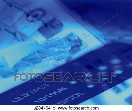 Stock Photography - Composite Photograph of Keyboard and Cable and Hub, Composition, Close Up, Toned Image, Differential Focus, In Focus, Out Focus,. Fotosearch