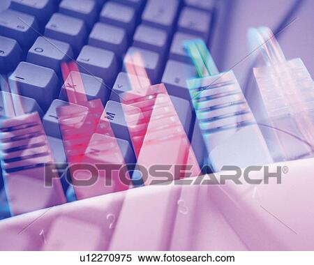 Stock Photography - Composite Photograph of Keyboard, Cable and Hub, Composition, Close Up, Differential Focus, In Focus, Out Focus,. Fotosearch