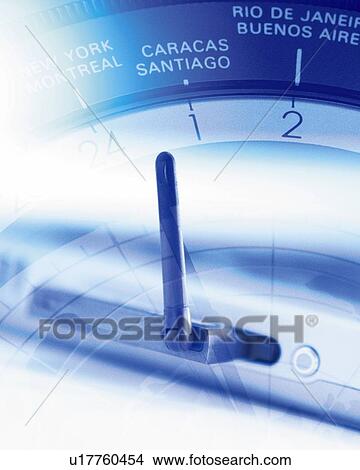 Picture - Composite Photograph of Mobile, Globe and Clock, Close Up, Composition,. Fotosearch