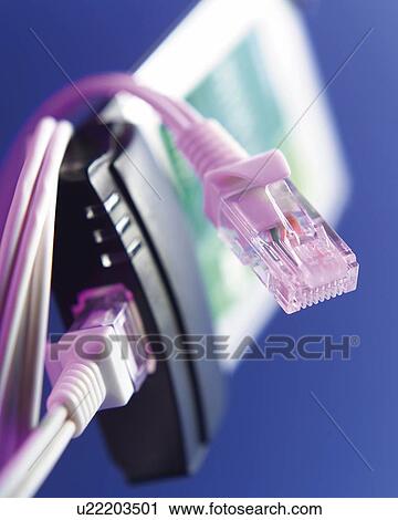 Stock Image - Hanging Card and Cable, High Angle View, Close Up, Differential Focus, In Focus, Out Focus,. Fotosearch