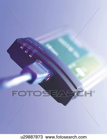 Stock Image - Hanging Card and Cable, High Angle View, Close Up, Differential Focus, In Focus, Out Focus,. Fotosearch