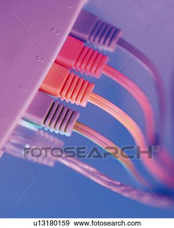 Stock Photo - Hub and Cables, Close Up, Differential Focus, In Focus, Out Focus, Toned Image. Fotosearch