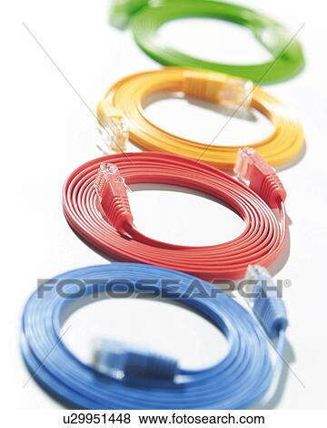 Stock Photo - Rolled up Cables, High Angle View, Differential Focus, In Focus, Out Focus. Fotosearch