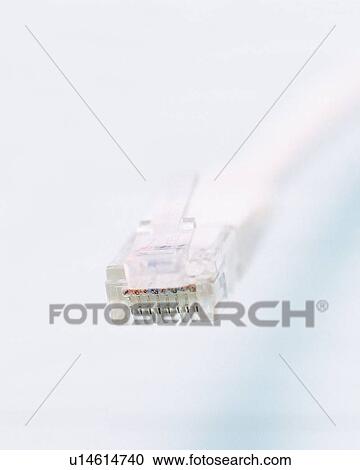Stock Image - White Cable, Close Up, Differential Focus, In Focus, Out Focus, High Key. Fotosearch