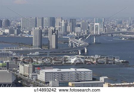Stock Image - Ariake Area, Aerial View, Pan Focus. Fotosearch