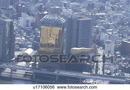 Stock Photograph - Azumabashi Area, Aerial View, Pan Focus. Fotosearch