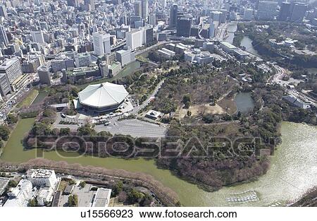 Stock Image - Budokan Area, Aerial View, Pan Focus. Fotosearch