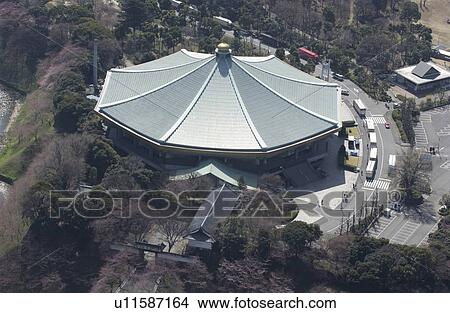 Picture - Budokan Arena, Aerial View, Pan Focus. Fotosearch