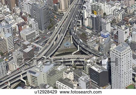 Stock Photo - Hitotsubashi Junction Area, Aerial View, Pan Focus. Fotosearch