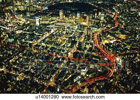 Night View of Edobashi Interchange Area, Aerial View, Long Exposure View Large Photo Image Stock Image - Night View of Edobashi Interchange Area, Aerial View, Long Exposure. Fotosearch