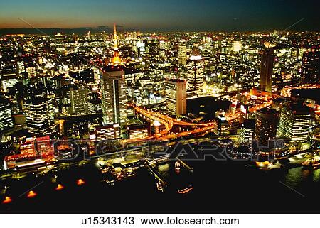 Night View of Hamasaki Bridge Area, Aerial View, Long Exposure View Large Photo Image Stock Image - Night View of Hamasaki Bridge Area, Aerial View, Long Exposure. Fotosearch