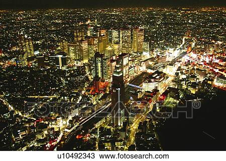 Night View of Nishishinjuku, Aerial View, Long Exposure View Large Photo Image Stock Image - Night View of Nishishinjuku, Aerial View, Long Exposure. Fotosearch