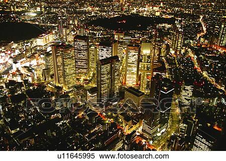 Night View of Nishishinjuku, Aerial View, Long Exposure View Large Photo Image Stock Photography - Night View of Nishishinjuku, Aerial View, Long Exposure. Fotosearch