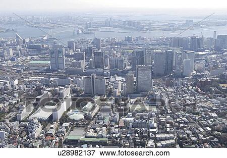 Stock Photo - Odaiba Area, Aerial View, Pan Focus. Fotosearch