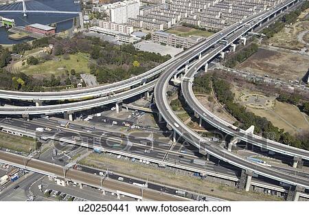 Stock Image - Tatsumi Junction Area, Aerial View, Pan Focus. Fotosearch