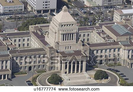 The Diet Building, Aerial View, Pan Focus View Large Photo Image Picture - The Diet Building, Aerial View, Pan Focus. Fotosearch