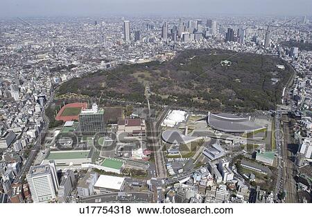 Yoyogi Park Area, Aerial View, Pan Focus View Large Photo Image Stock Photo - Yoyogi Park Area, Aerial View, Pan Focus. Fotosearch