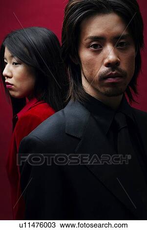Man in Black and Woman in Red, Front View, Side View View Large Photo Image Stock Image - Man in Black and Woman in Red, Front View, Side View. Fotosearch