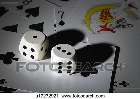 Two Dices and Cards, Close Up View Large Photo Image Stock Image - Two Dices and Cards, Close Up. Fotosearch