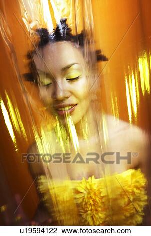 Young Woman Standing Behind See Through Curtain, High Angle View View Large Photo Image Stock Image - Young Woman Standing Behind See Through Curtain, High Angle View. Fotosearch