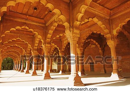 Colonnade inside a fort, Red Fort, New Delhi, India View Large Photo Image Stock Photography - Colonnade inside a fort, Red Fort, New Delhi, India. Fotosearch