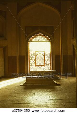 Stock Image - Interiors of a burial chamber, Humayun Tomb, New Delhi, India. Fotosearch