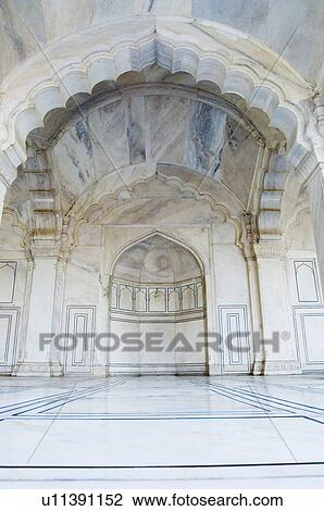 Stock Image - Interiors of a mosque, Mina Masjid, Agra Fort, Agra, Uttar Pradesh, India. Fotosearch