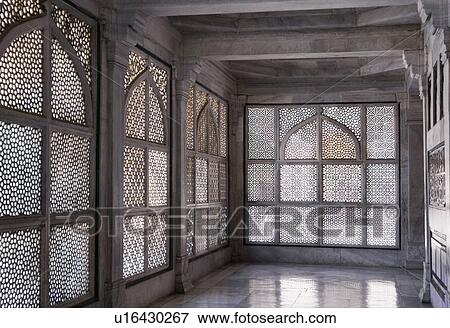 Stock Photo - Interiors of an Islamic shrine, Dargah of Sheikh Salim Chisti, Fatehpur Sikri, Uttar Pradesh, India. Fotosearch