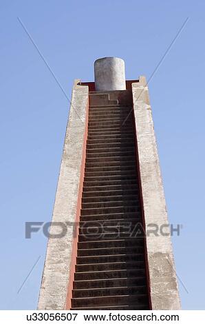 Stock Photo - Low angle view of steps at a sundial, Jantar Mantar, New Delhi, India. Fotosearch