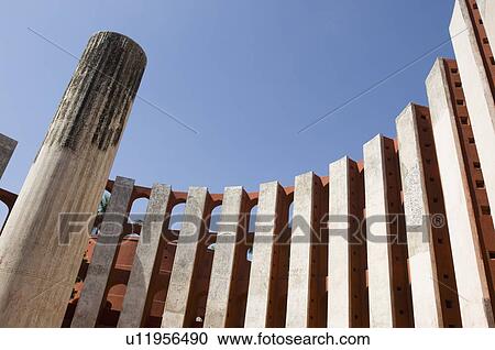 Stock Image - Low angle view of the center of a sundial, Jantar Mantar, New Delhi, India. Fotosearch