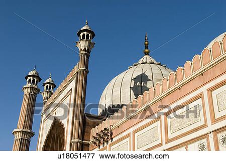 Stock Photo - Low angle view of the dome of a mosque, Jama Masjid, New Delhi, India. Fotosearch