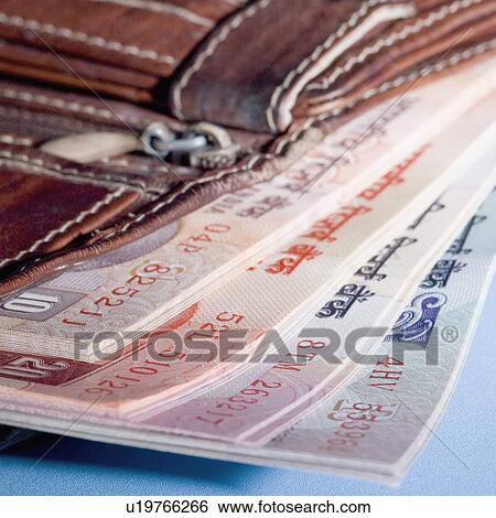 Stock Photograph - Close-up of Indian banknotes in a wallet. Fotosearch