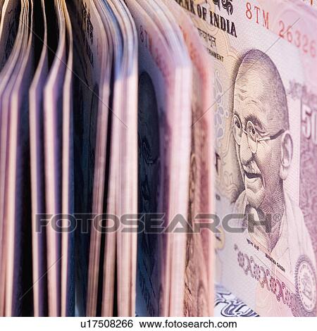 Stock Photograph - Close-up of Indian fifty rupee banknotes. Fotosearch