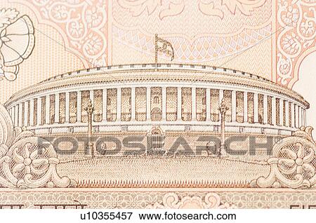 Close-up of picture of the parliament building printed on an Indian fifty rupee banknote View Large Photo Image Stock Photo - Close-up of picture of the parliament building printed on an Indian fifty rupee banknote. Fotosearch