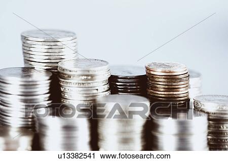 Close-up of stacks of Indian coins of different denominations View Large Photo Image Stock Image - Close-up of stacks of Indian coins of different denominations. Fotosearch