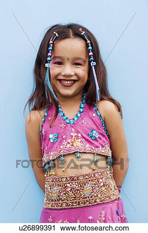 Stock Image - Portrait of a girl smiling. Fotosearch