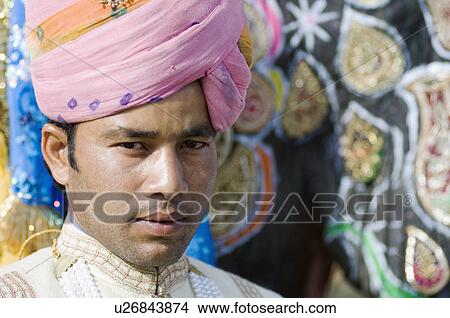 Picture - Portrait of a young man, Elephant Festival, Jaipur, Rajasthan, India. Fotosearch