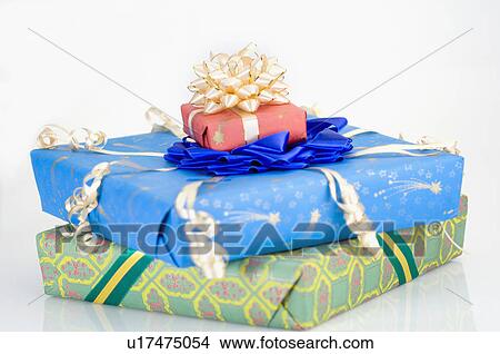 Picture - Close-up of a stack of gifts. Fotosearch