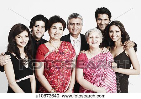 Stock Image - Portrait of a family smiling. Fotosearch
