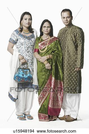 Picture - Portrait of a mature woman with her son and daughter. Fotosearch