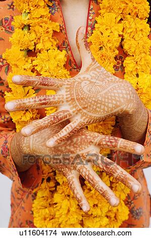 Mid section view of a woman showing her henna tattooed hands View Large Photo Image Picture - Mid section view of a woman showing her henna tattooed hands. Fotosearch
