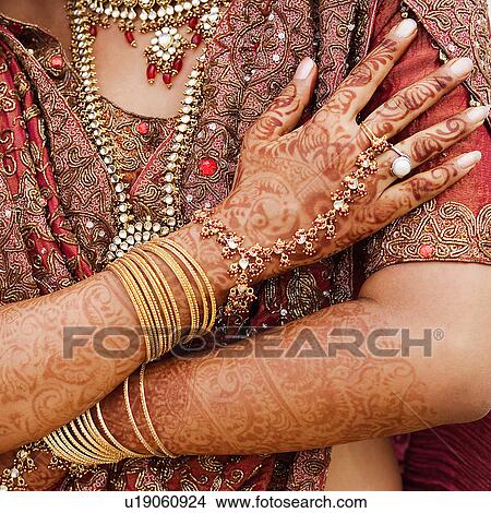 Mid section view of a bride in traditional wedding dress View Large Photo Image Picture - Mid section view of a bride in traditional wedding dress. Fotosearch