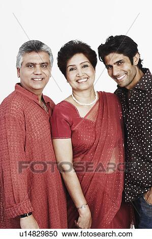 Stock Image - Portrait of parents and their son smiling. Fotosearch