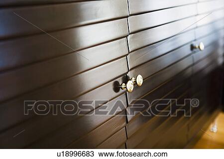 Contemporary Dark Wood Cabinets View Large Photo Image Stock Image - Contemporary Dark Wood Cabinets. Fotosearch