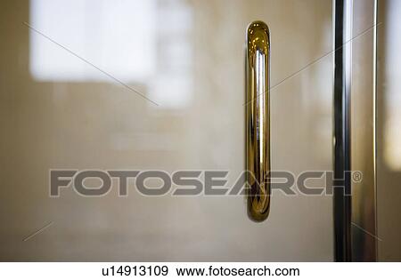 Detail of Gold Handle on Shower Door View Large Photo Image Stock Photo - Detail of Gold Handle on Shower Door. Fotosearch